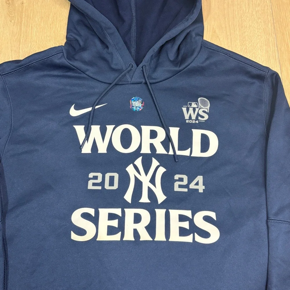 Nike New York Yankees 2024 World Series Hoodie Navy Blue Mens Medium MLB NEW